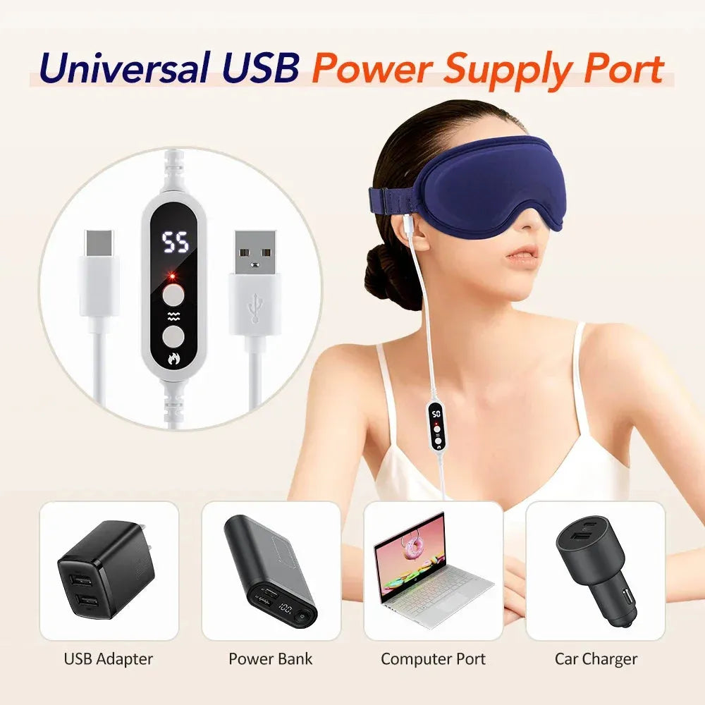 Heated Eye Massager Steam Mask 3D Vibration Hot Compress