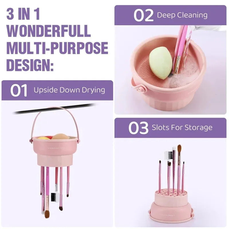 Silicone Washing Bowl with Brushes Scrubber Foldable
