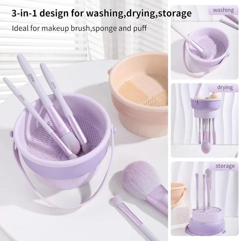 Silicone Washing Bowl with Brushes Scrubber Foldable