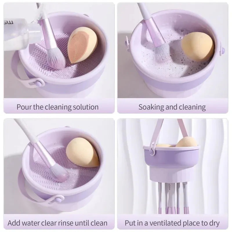 Silicone Washing Bowl with Brushes Scrubber Foldable
