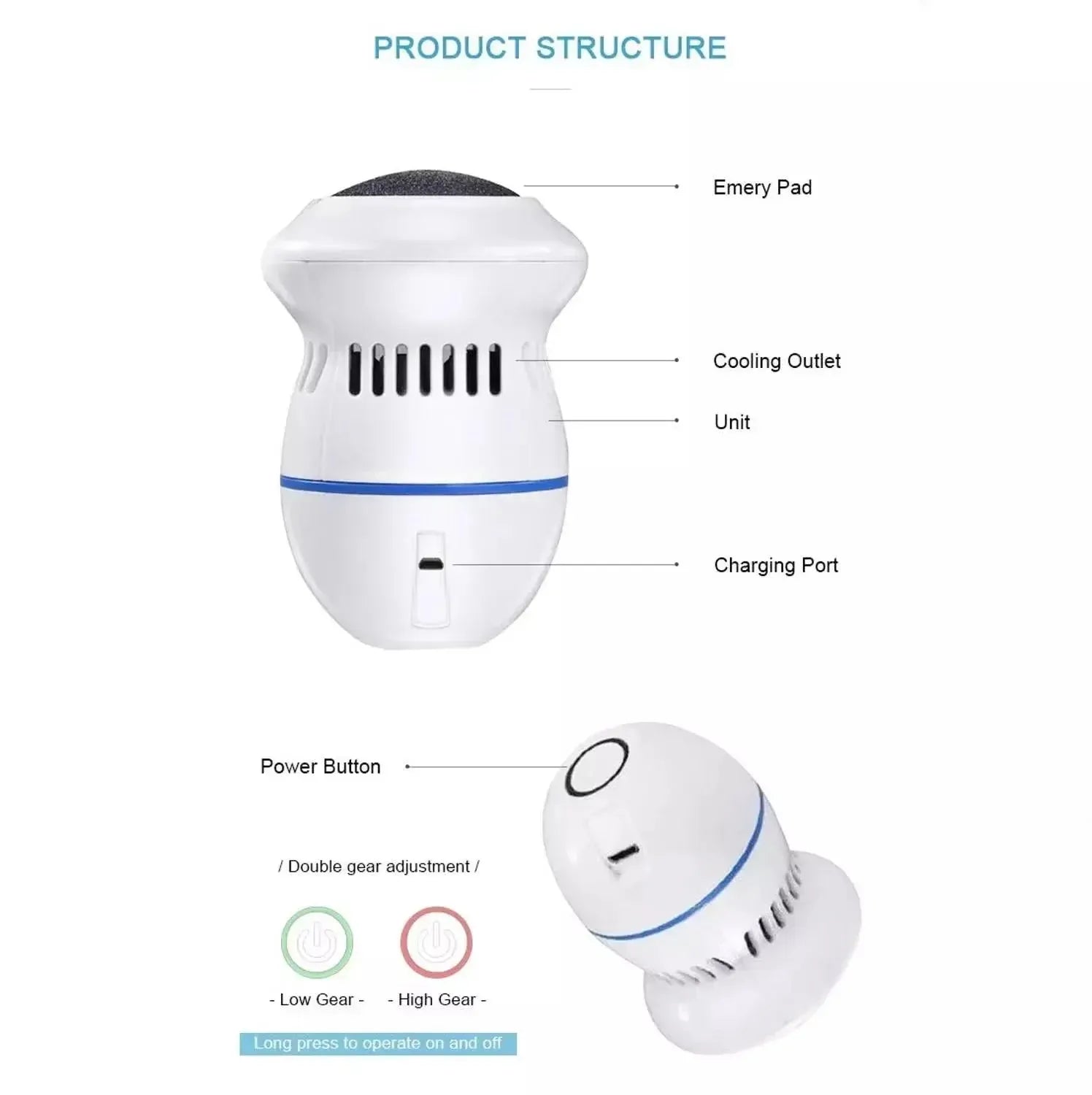 Rechargeable Foot Files Clean Machine Feet Care Tools