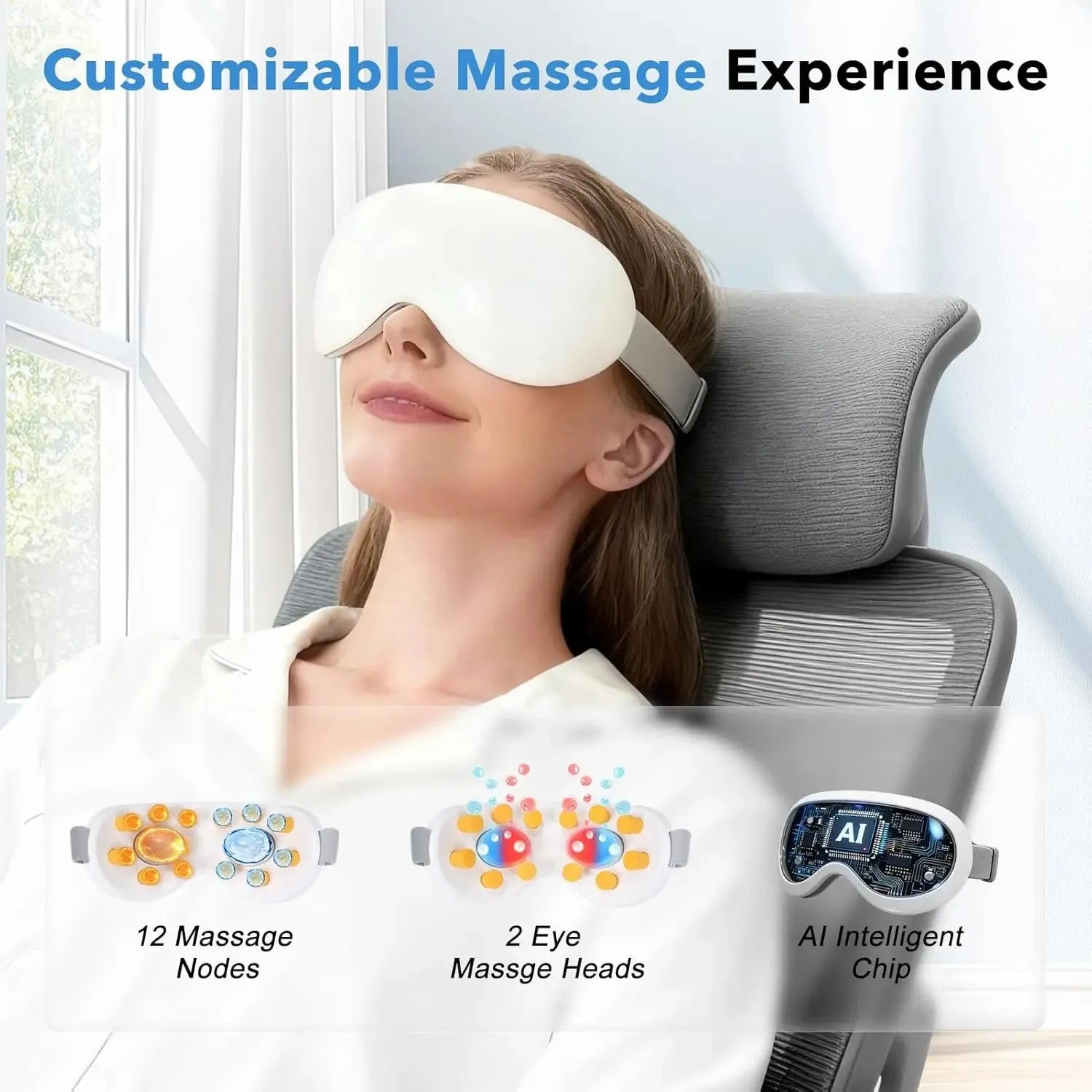 Rechargeable Relaxation Eye Care Device with Bluetooth