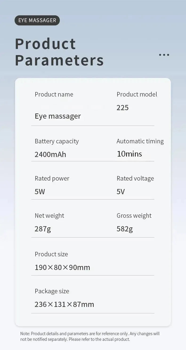 Rechargeable Relaxation Eye Care Device with Bluetooth