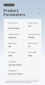 Rechargeable Relaxation Eye Care Device with Bluetooth