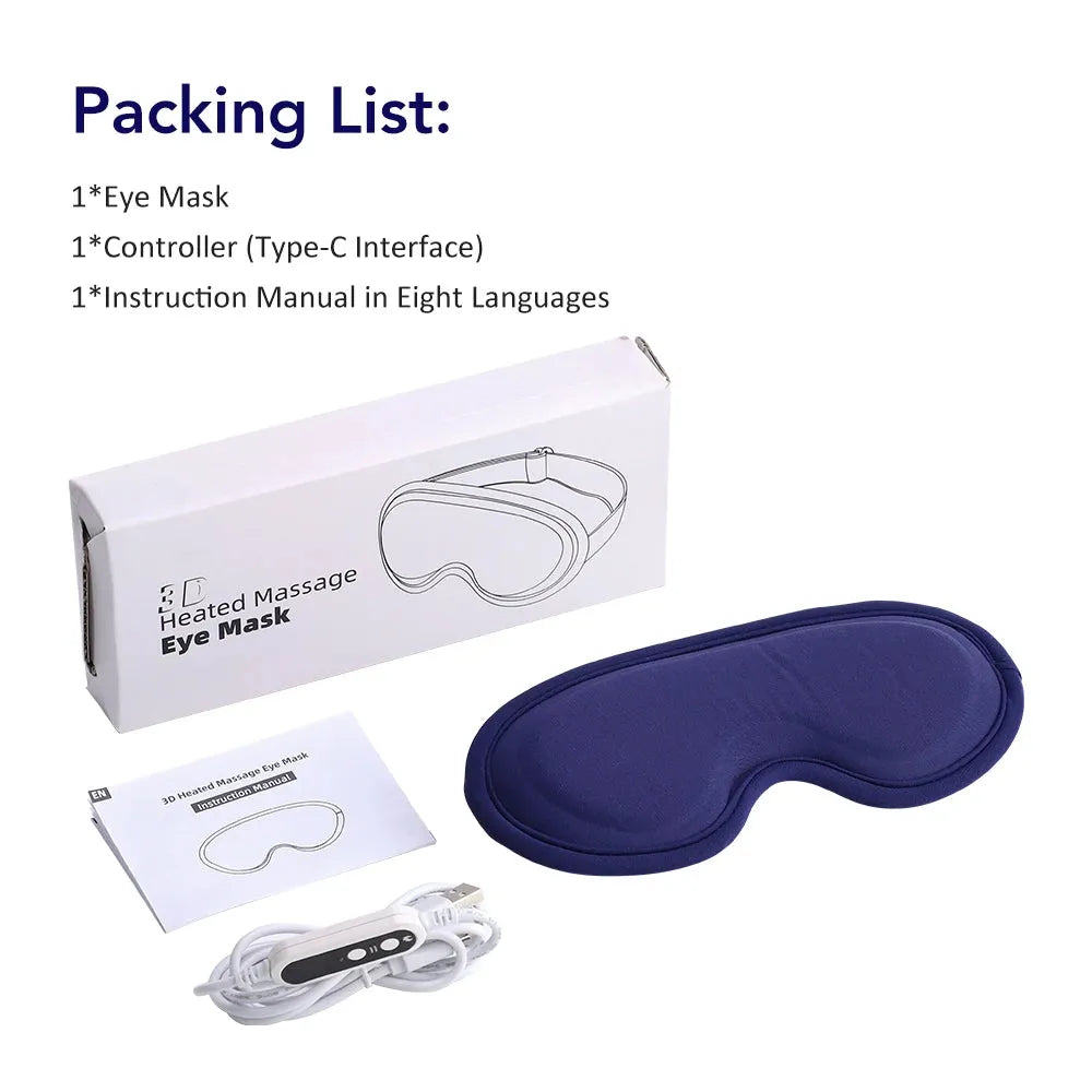 Heated Eye Massager Steam Mask 3D Vibration Hot Compress