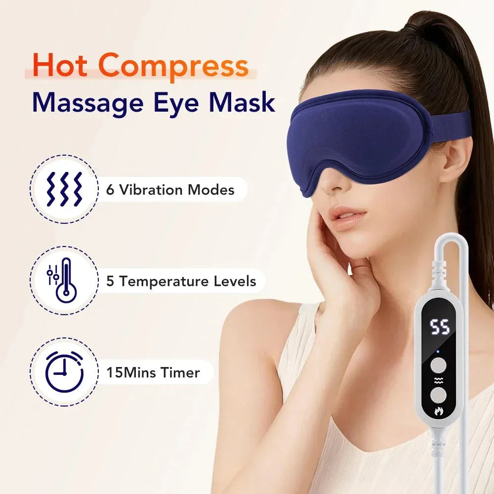 Heated Eye Massager Steam Mask 3D Vibration Hot Compress