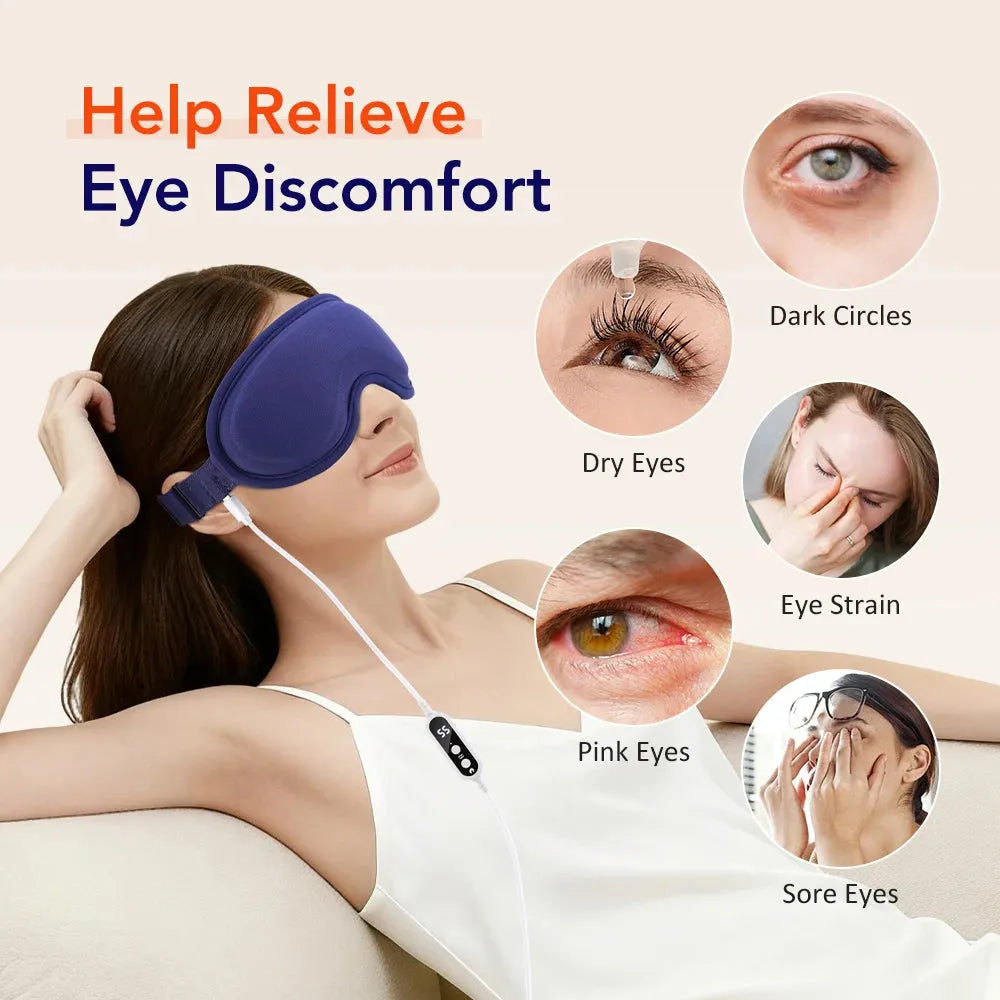 Heated Eye Massager Steam Mask 3D Vibration Hot Compress
